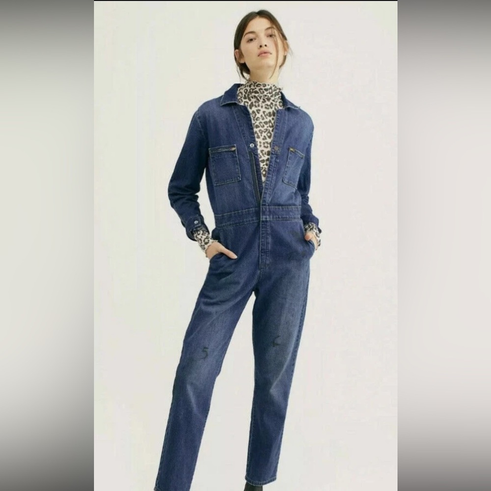 Lee Union-All’s Dark Blue 100% Cotton Denim Jean Jumpsuit Size Medium